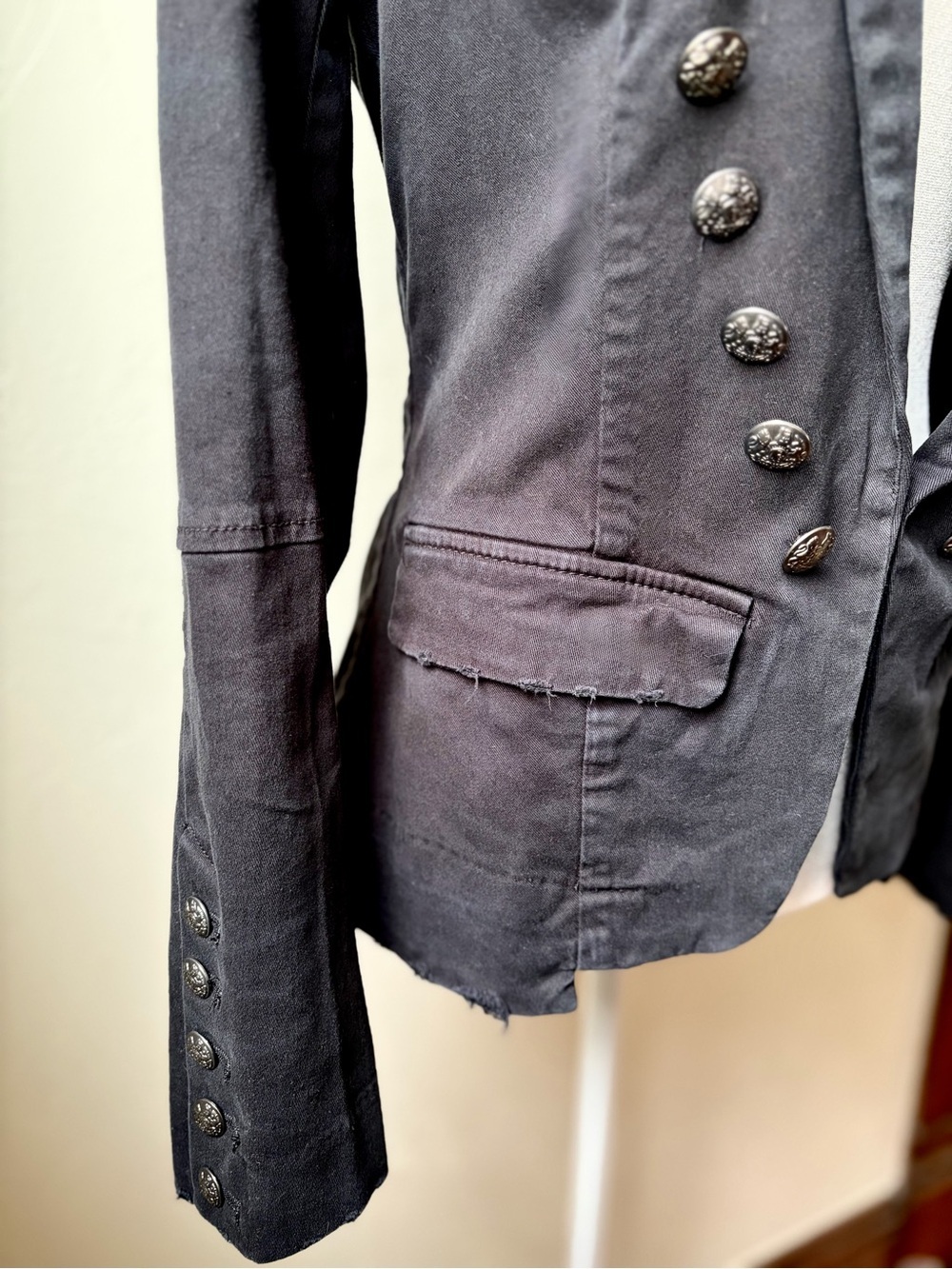 Free People Black Military Button Blazer Jacket XS - Picture 4 of 13
